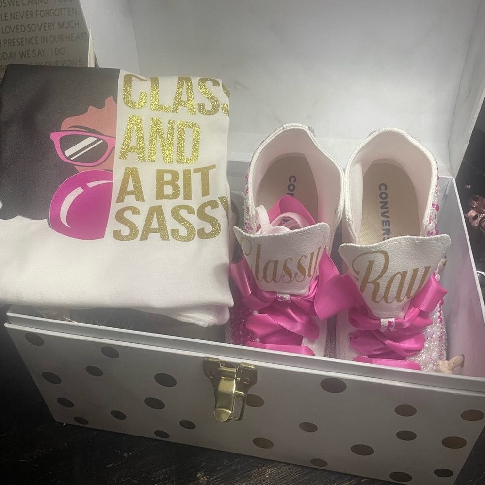 Converse Kids Shoes with Pink Accents